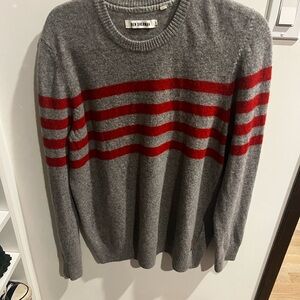 Gray and Dark Orange Striped Sweater